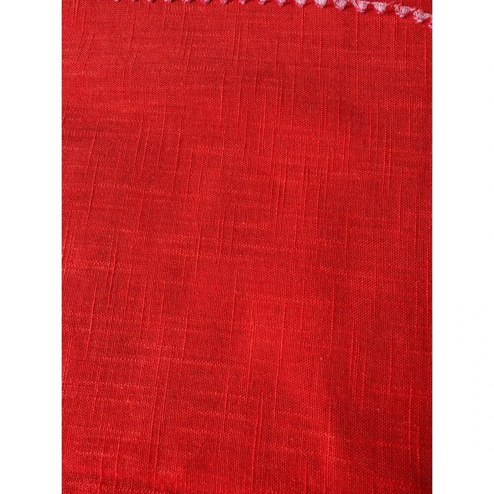 Cloth Dinner Napkins Linen Set Of 4 Handmade Red 16x16 Rustic Farmhouse Vintage